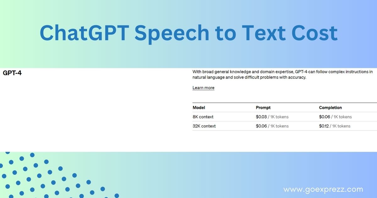 ChatGPT Speech to Text Cost